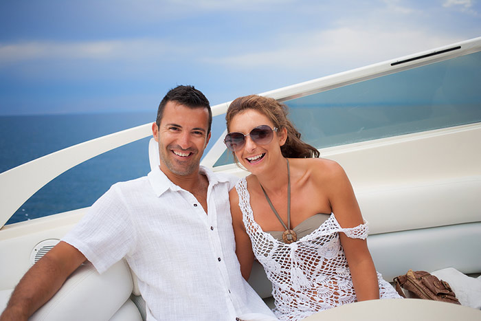 A couple on their yacht
